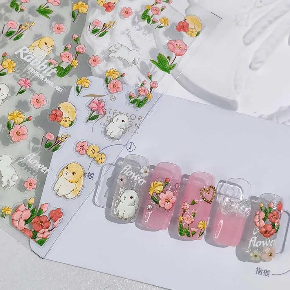 Kwiaty Naklejki na paznokcie Akcesoria do manicure Królik Naklejki na paznokcie Świąteczne naklejki na paznokcie Ozdoby do paznokci Nowy Rok Nail Art