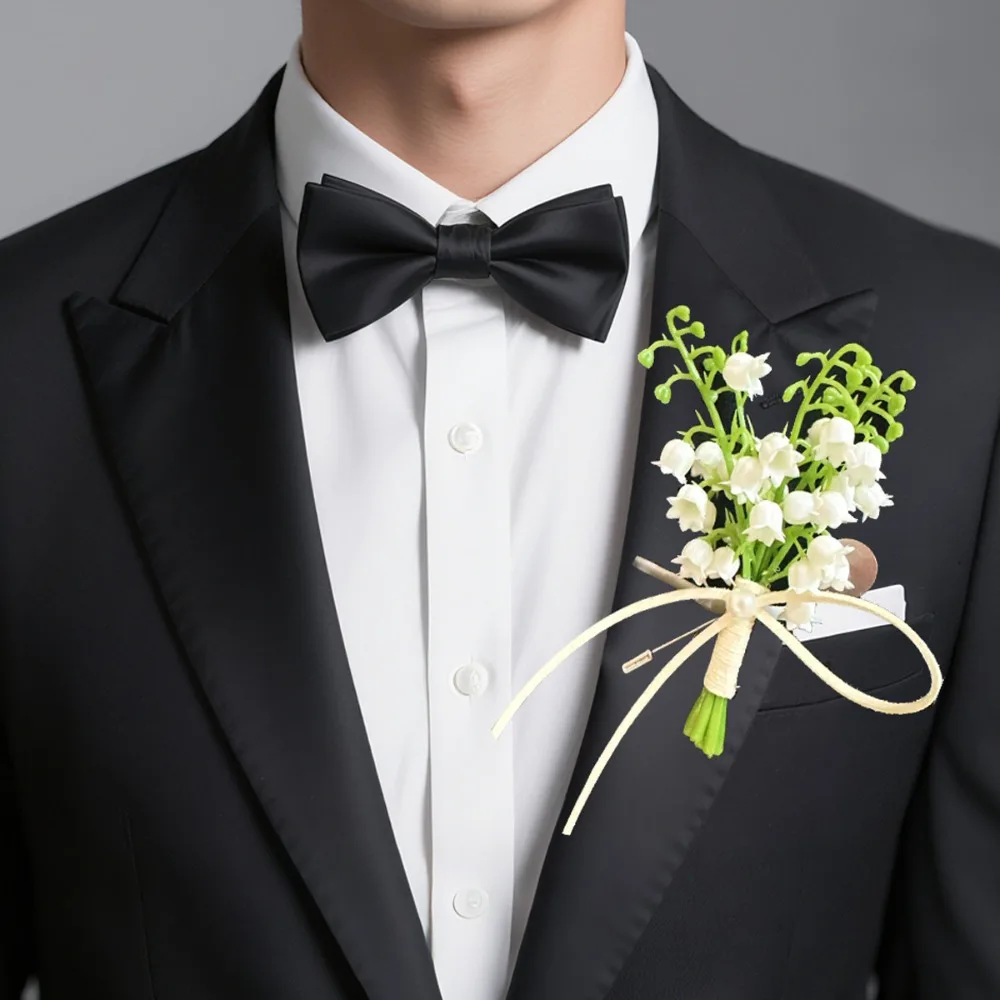 

Elegant Men Groom Boutonnieres Artificial Flowers Wedding Party Bridal and Bridesmaid Gowns