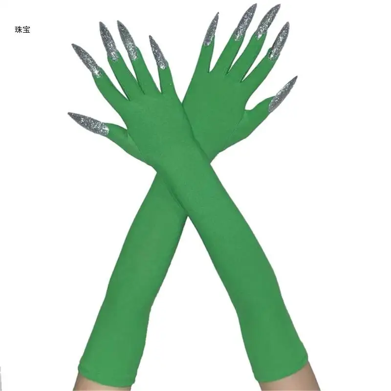 X5QE 1pair Circuses Long Fingered Gloves Amusing Vampires Gloves Long Nails