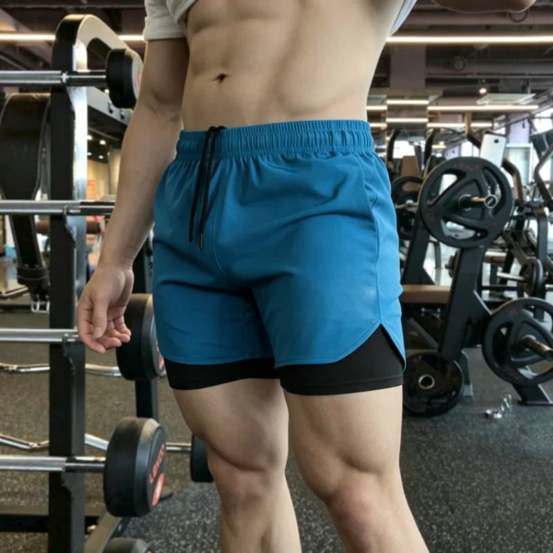 

Men's 2-in-1 Running Shorts Summer Quick Drying Breathable Active Training Exercise Jogging Cycling Shorts Man with Longer Liner