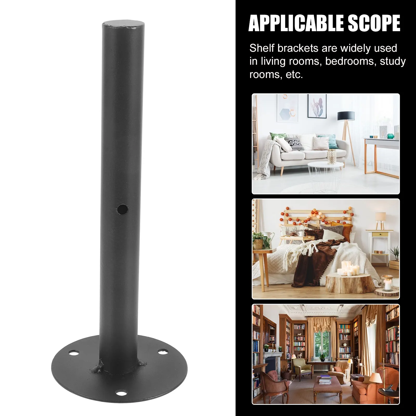 

2 Pcs Rack Shelf Wall Bracket Shelving Hanging Floating Brackets Heavy Duty Invisible for Shelves Black