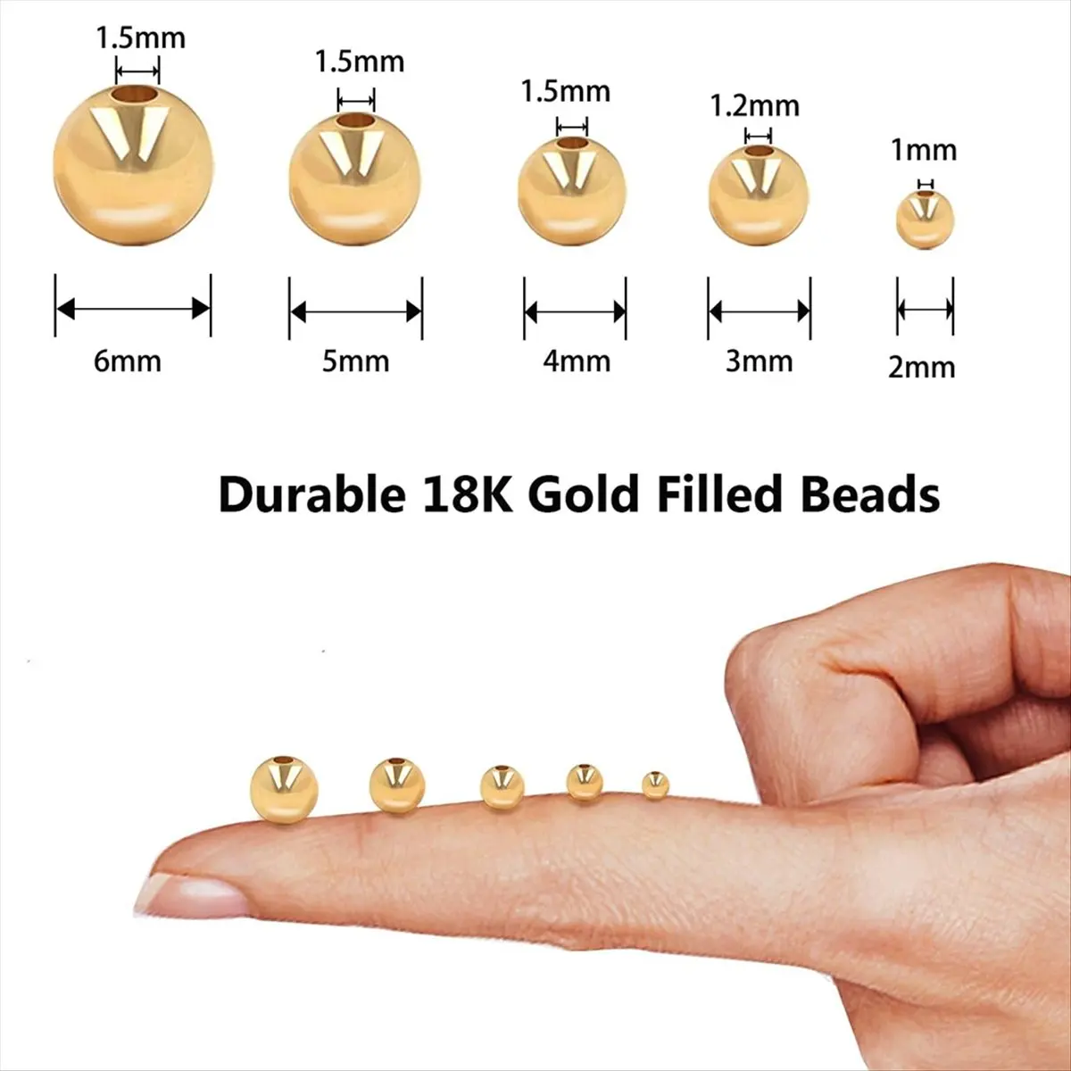 ABYA 500Pcs Gold Filled Spacer Beads,Round Bracelet Beads,Seamless Smooth Metal Brass Beads,for DIY Necklace Bracelet Jewelry