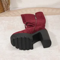 Bottes imperméables à talons hauts et plateforme, nouveau style automne/hiver 2026, avec boucles réglables, longueur genou. 4