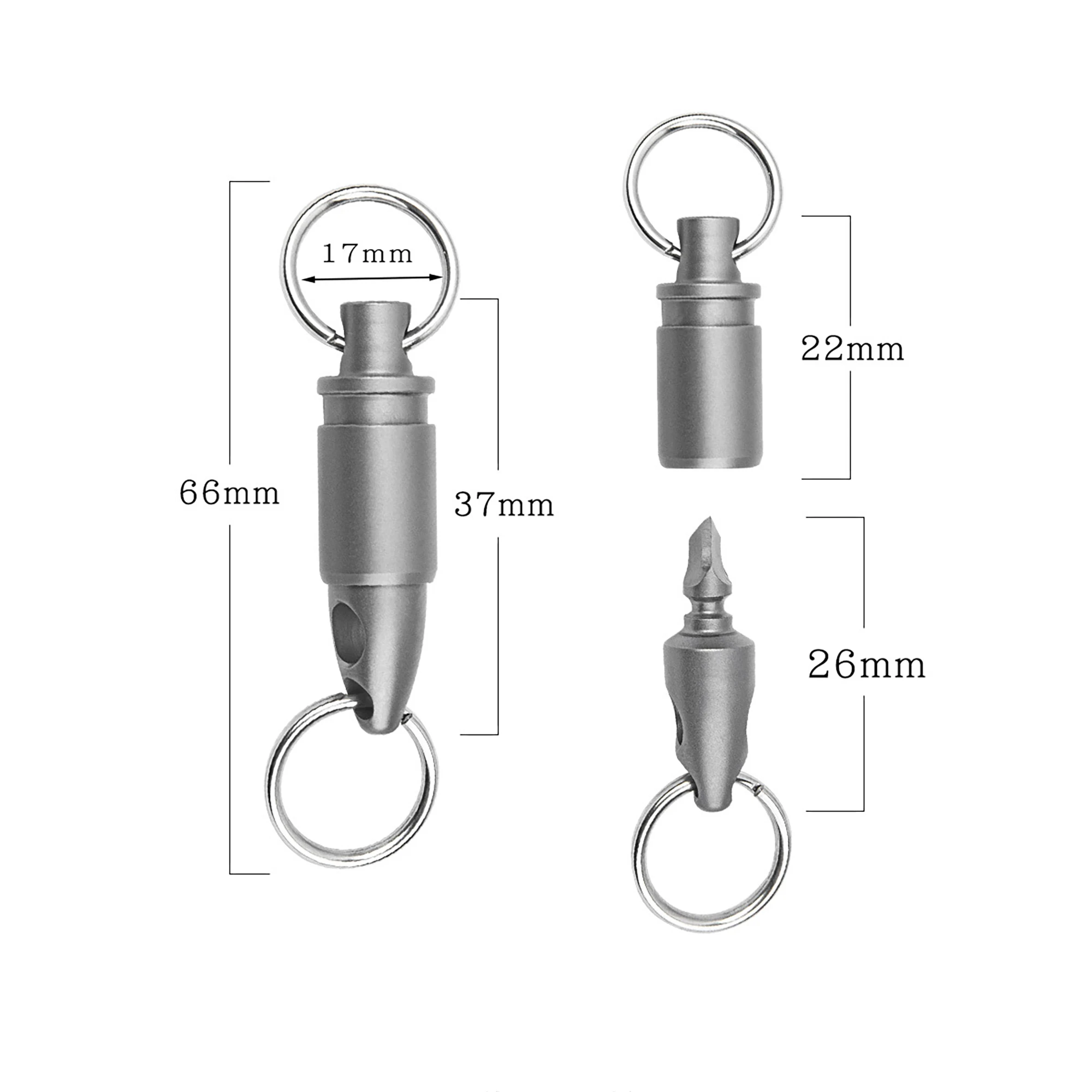 unique design  bullet shape TC4 Ti Solid titanium quick release swivel detachable keychains Key ring Hook carabiner DIY FOB EDC