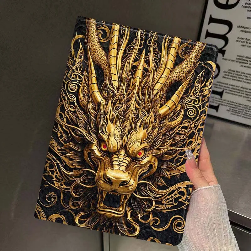 Golden Dragon Head Art For iPad Pro Mini Air 1 2 3 4 5 6 7 10 11 th 8 9 gen 11 M4 M5 Foldable Tablet Case Cover