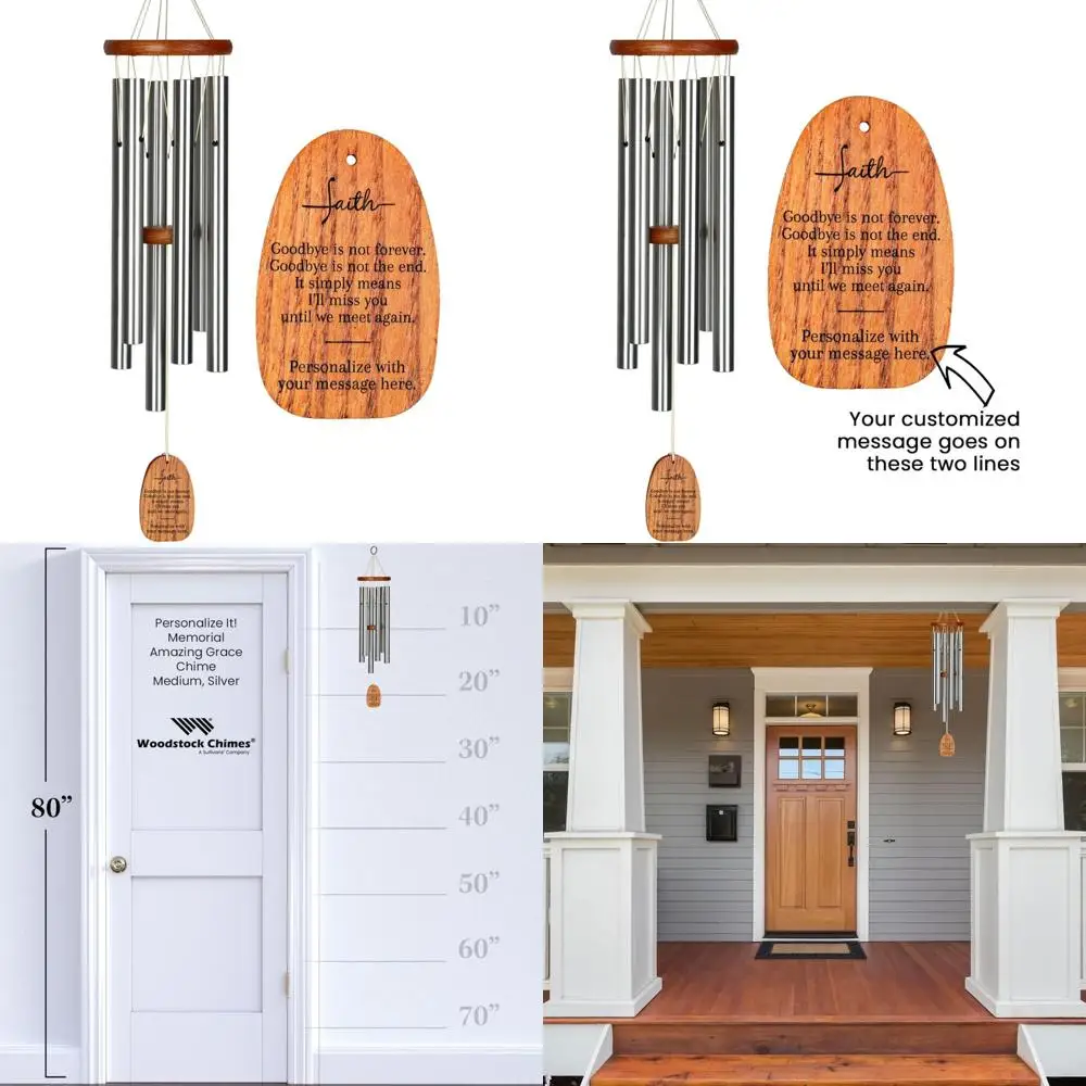 

24-дюймовый средний серебряный уличный мемориальный колокольчик - персонализированный удивительный Грейс дань уважения