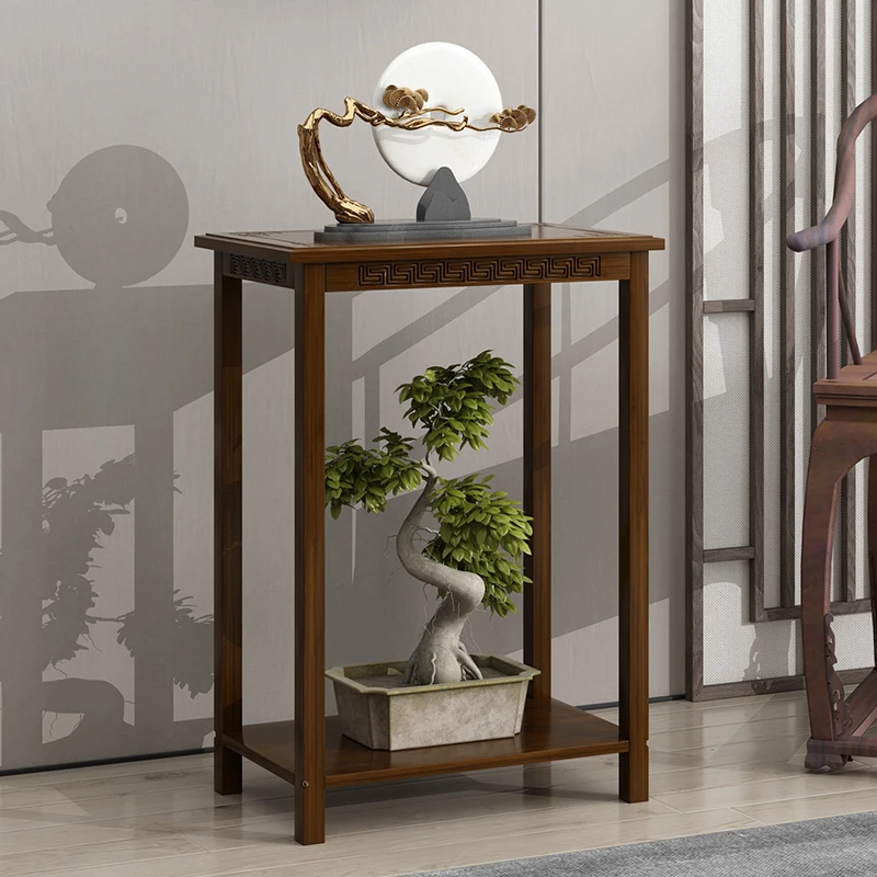 Multi-Layer Wooden Flower Stand Greenery Floor Pot Holder for Balcony Chinese Style Decorative Plant