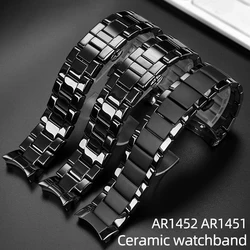 High Quality Ceramic watchband + case For Armani AR1452 AR1451 AR1410 AR1400 Series Black men Strap Bracelet Accessories