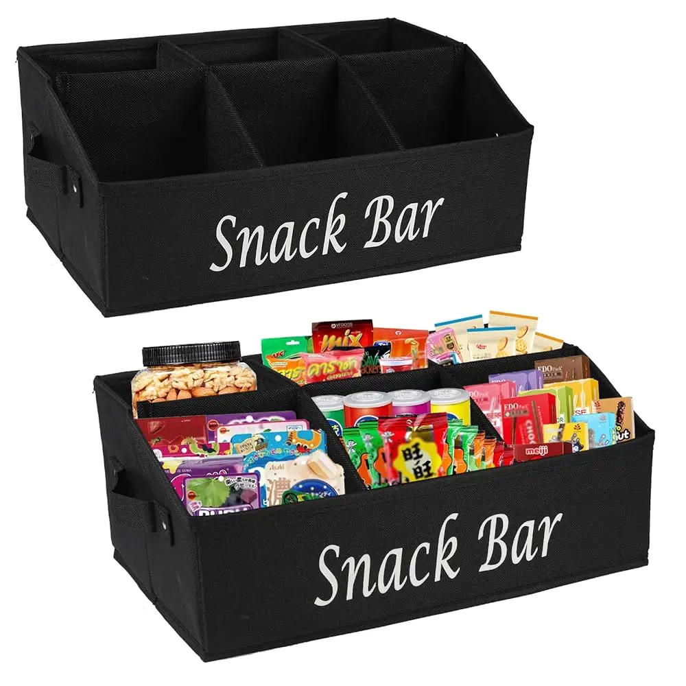 

2 Pa Sna Organizer For Countertop With Handles - 6 Compartment Box Basket, Bar Station, Kitchen Cabinet Pantry Storage -