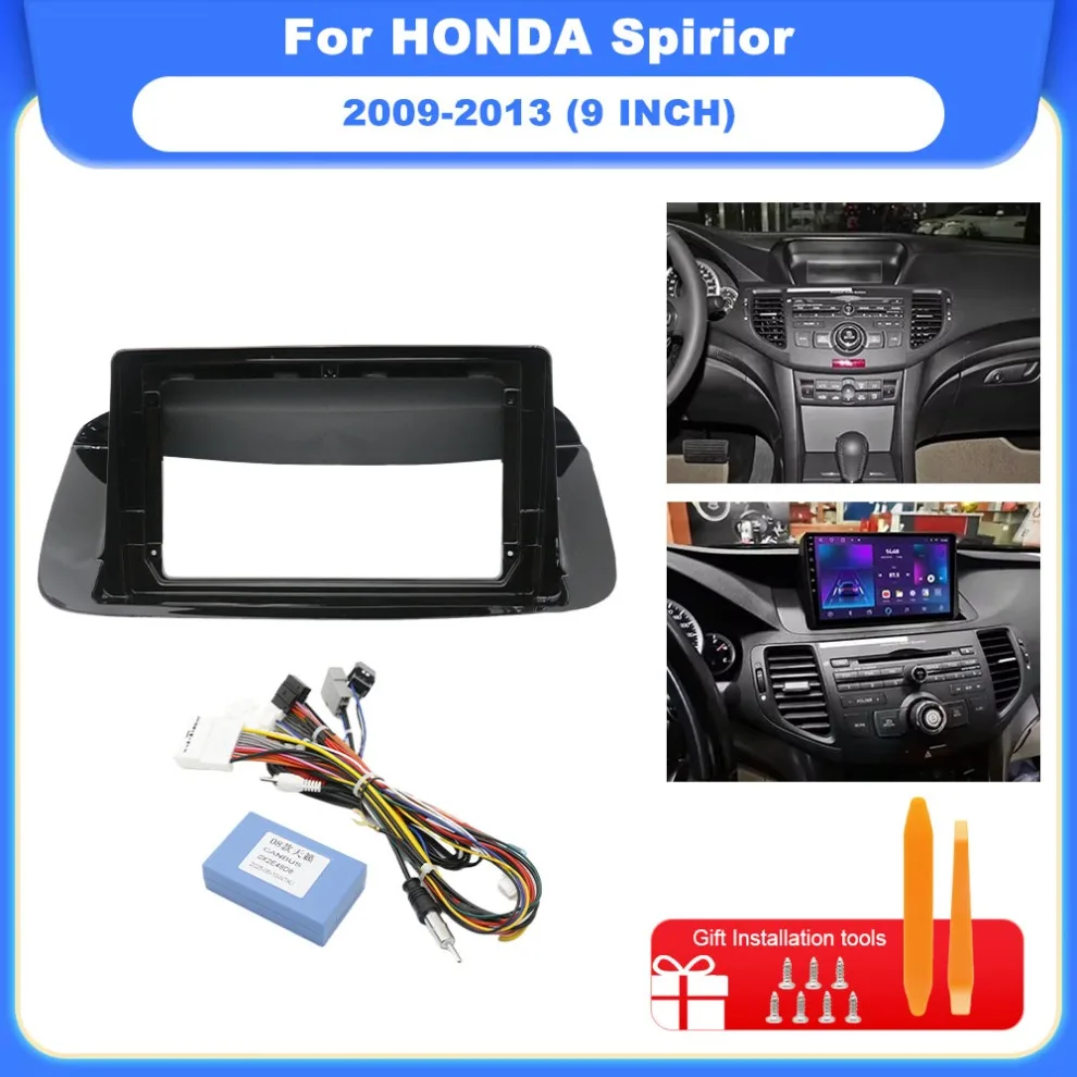 9 Inch 22.86cm Radio Fascia Frame LHD Fit Canbus Box Decoder for HONDA Spirior 2009-2013 Stereo Player Plastic Dashboard