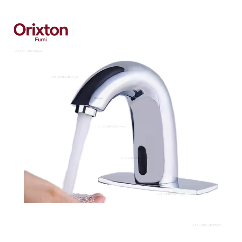 Factory Cold Hot Water Basin Tap Mixer Single-Hole Bathroom Automatic Motion Sensor Brass Zinc Cover Plate Basin Faucet