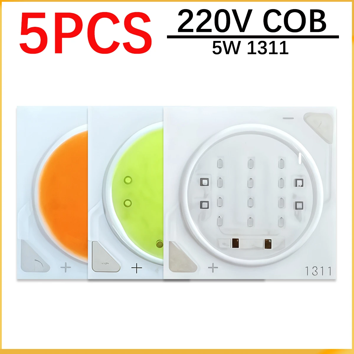 5 قطعة COB 220 فولت 5 واط LED رقاقة أحمر أخضر أزرق ضوء 1311 لمبة المسار ضوء الخرز النازل