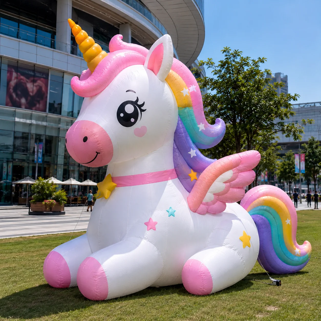 Giant Inflatable Unicorn with LED Lights, Rainbow Unicorn Blow Up Yard Decoration, Large Outdoor Party Garden Event Decor