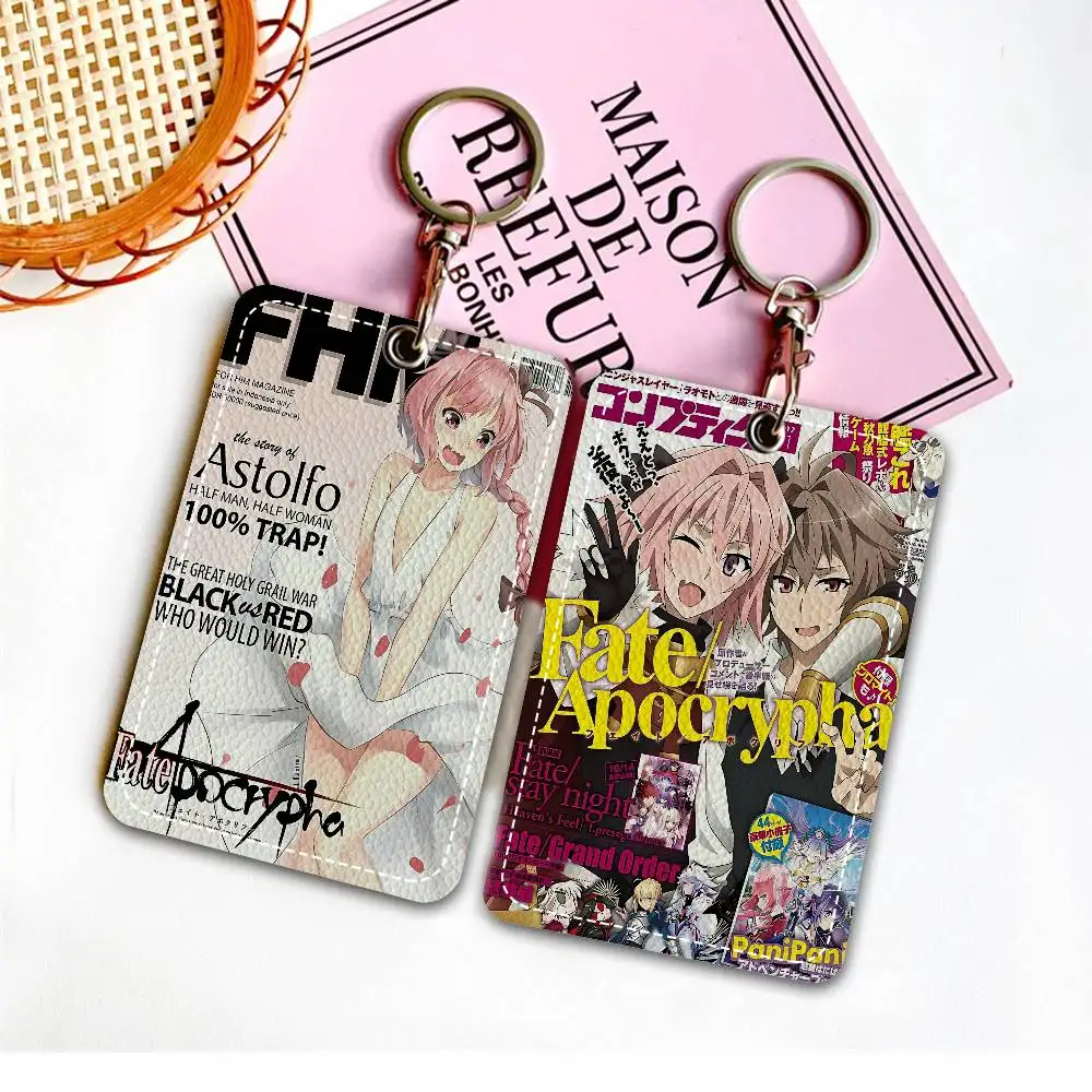Fate Apocrypha Astolfo Style PU Access Card Holder with Keychain - Executive Protection for Bank card,Subway, Bus Card case