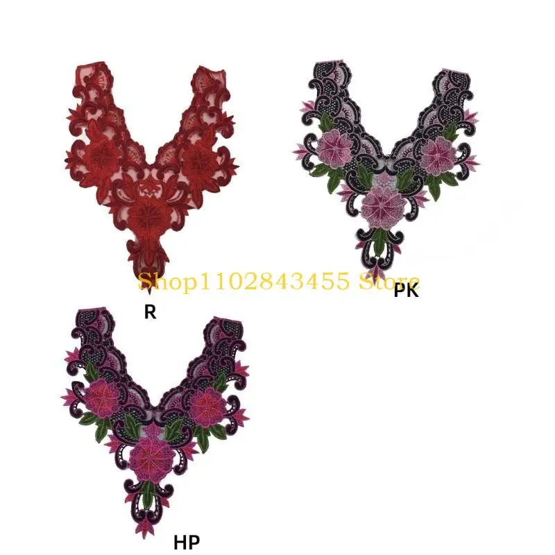 

49MC Lace Flower Appliques Women's Wedding Dress Collar Elegant Embroidery Lace for Personality Clothing Styles