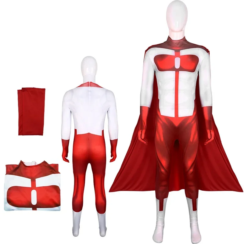 زي RT01 Lnvincible Young Hero التنكري مع بذلة مطبوعة على شكل علامة، عباءة، أداء مسرحي لعب الأدوار في جميع أنحاء البطل Gf1