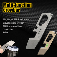 Mini Titanium Alloy Crowbar Ruler Keychain Pendant Multi-function Screwdriver M4/6/8 External Hex Wrench Bottle Opener EDC Tool