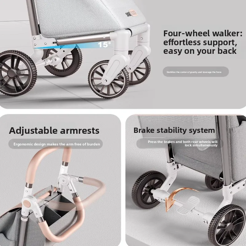 Foldable Shopping Cart Trolley with 4 Swivel Wheels Portable Lightweight Grocery Hand Truck Utility Cart for Home Outdoor