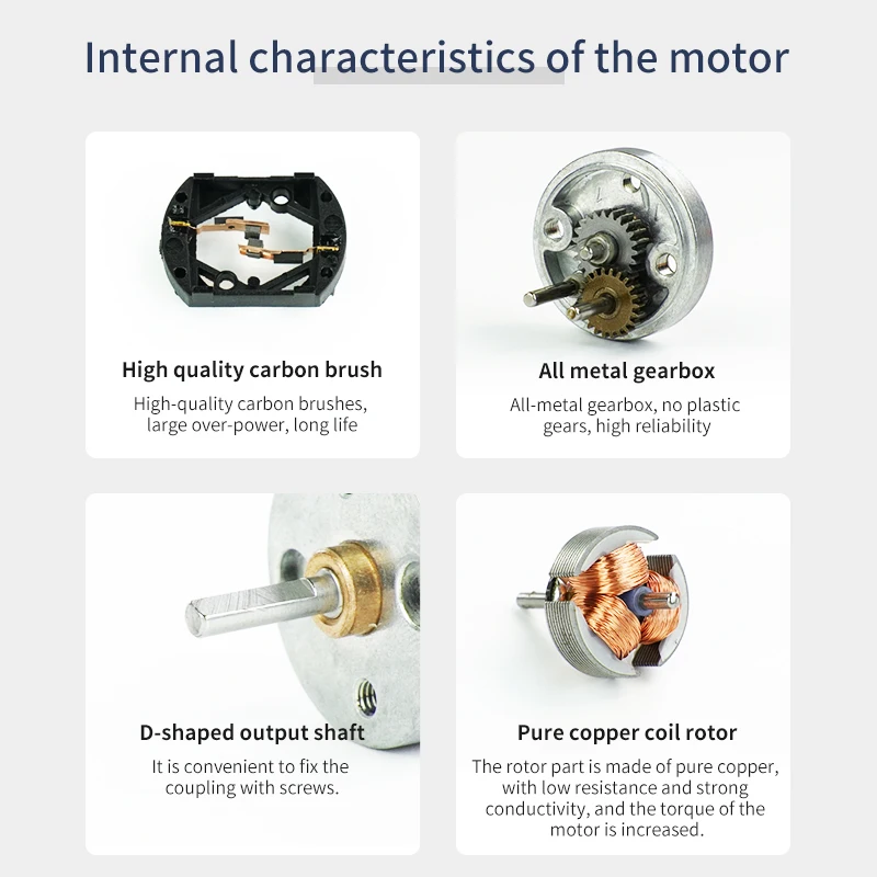 Motor de reducción de CC 310 con codificador, Robot inteligente, engranaje de Metal completo, regulación de velocidad hacia adelante y hacia atrás para proyecto electrónico DIY