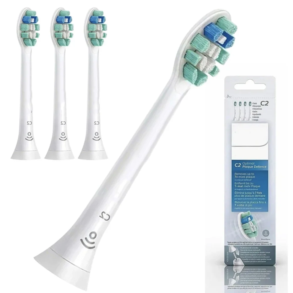 4/8Pcs White Electric Toothbrush Head Plaque Defence Toothbrush Heads Toothbrush Brush Head for Philips Sonicare C2 Optimal