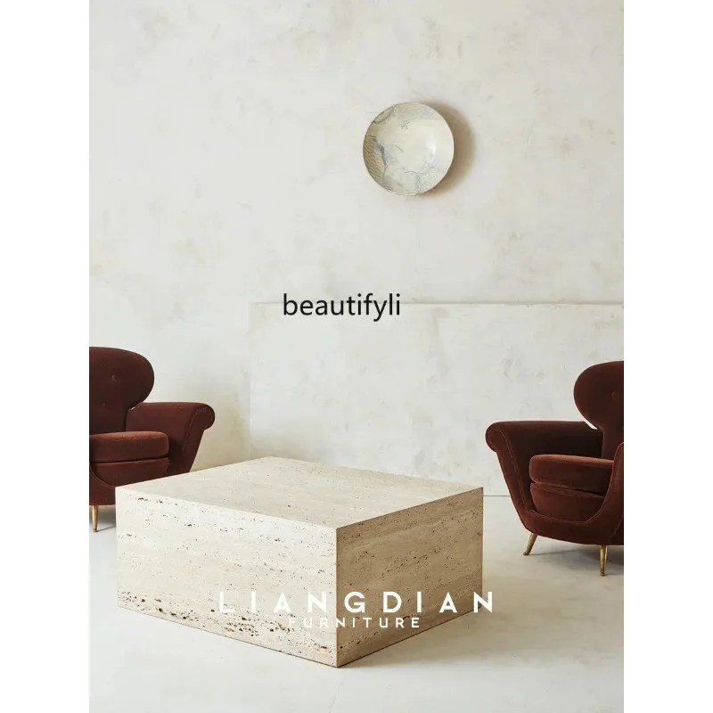 A4567 Minimalist living room rectangular travertine coffee table Nordic designer creative art balcony coffee table