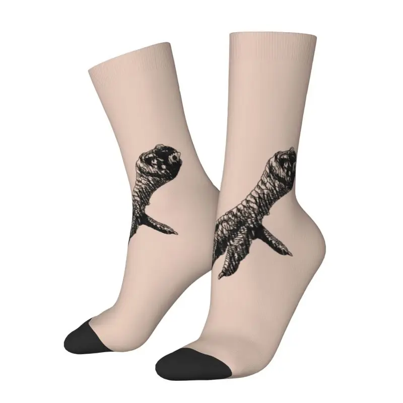 Custom Fun Mens Chicken Foot Sketch Dress Socks Unisex Warm Comfortable 3D Printed Cartoon Animal Crew Socks