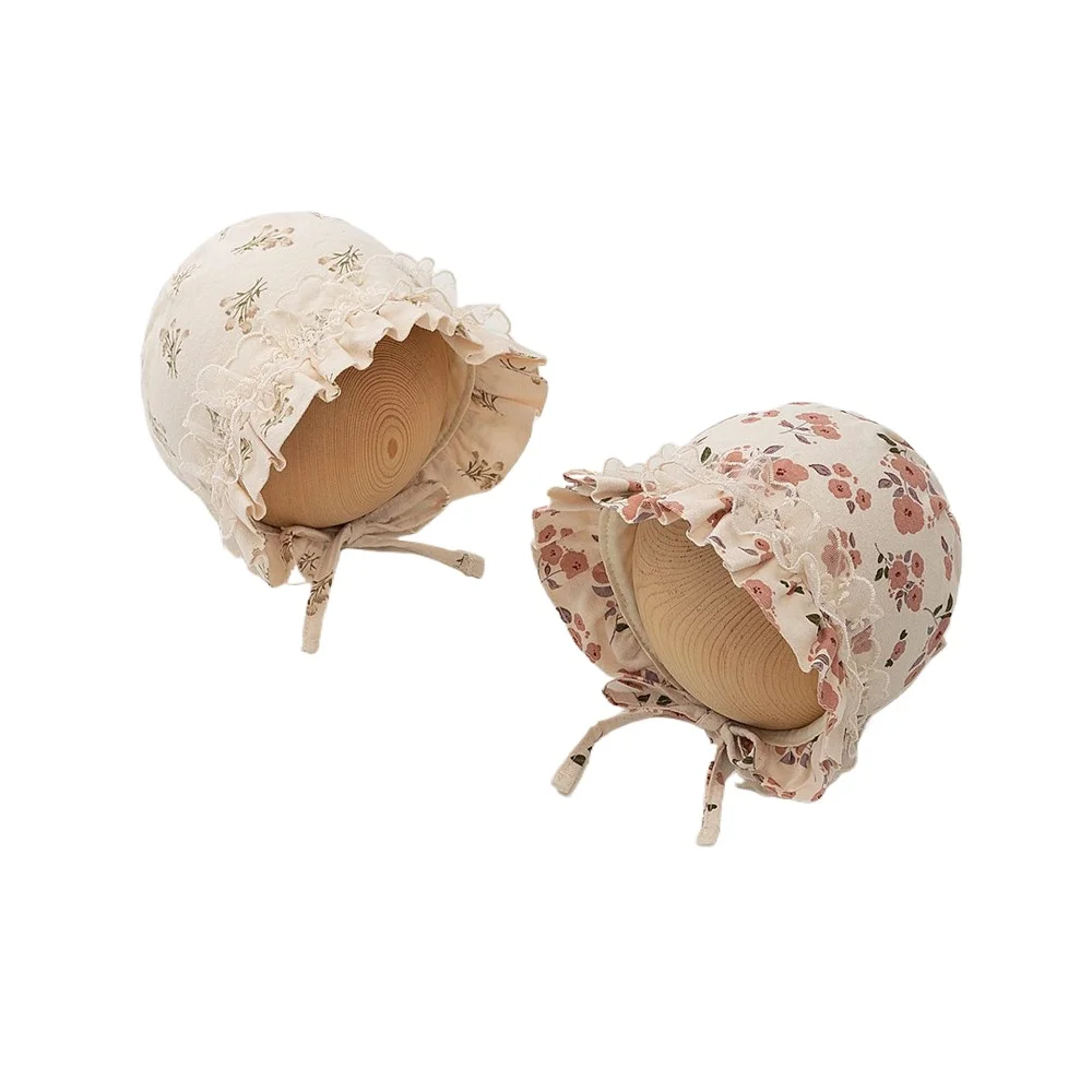 

New Autumn Winter Baby Hat for Girls Floral Lace Ear Protection Cap for Infant Baby Outdoor Warm Windproof Toddler Cap