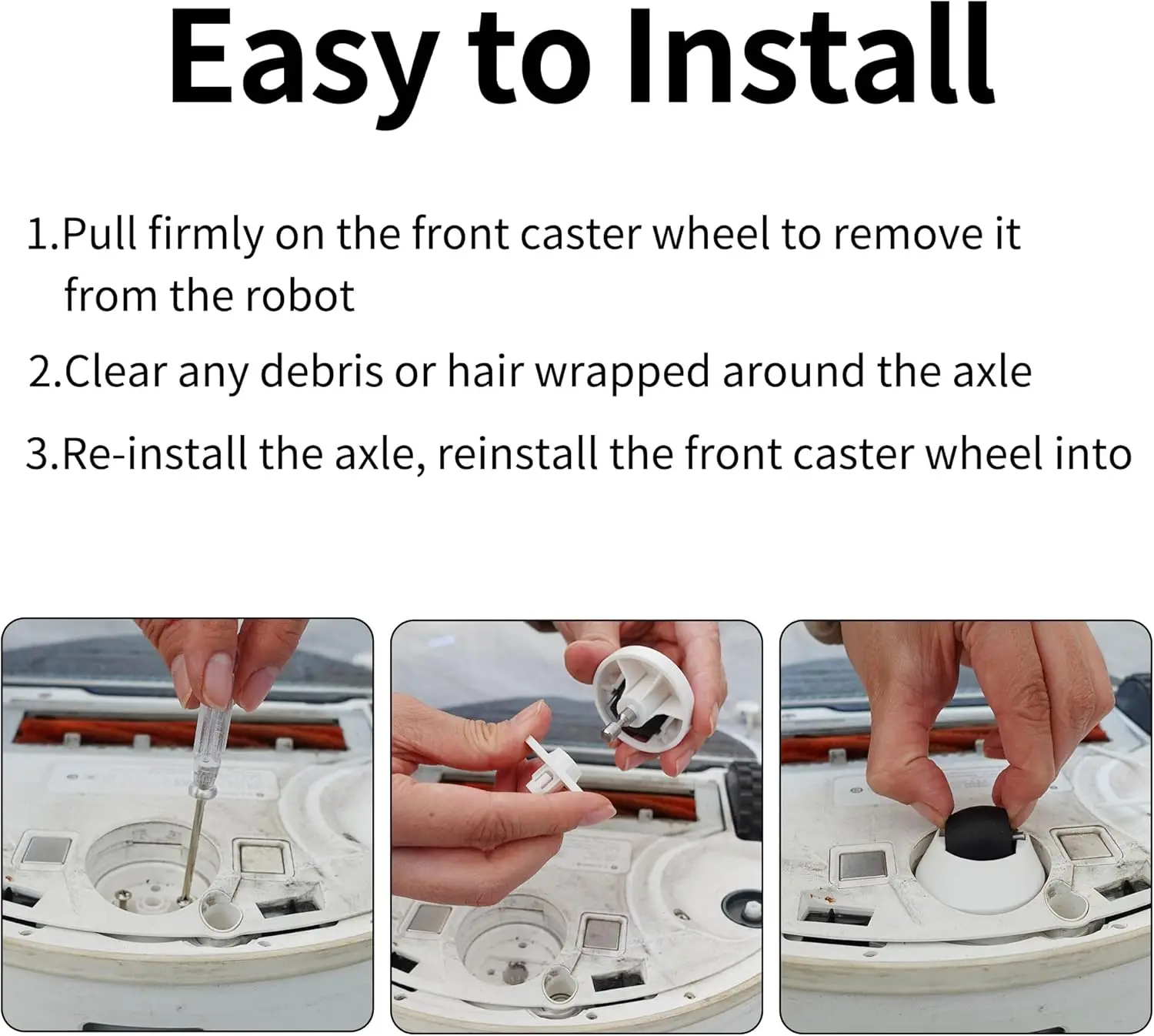 قطع غيار عجلة العجلات الأمامية المتوافقة مع ملحقات مكنسة Roborock S8 Max Ultra Robot