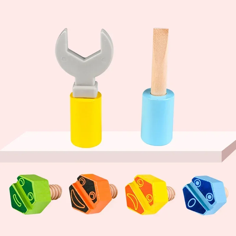 Montessori Animal Screw Nut Assembly Tool Toy Nut Animal Color Matching Disassembly and Assembly Handmade Wooden Educational Toy