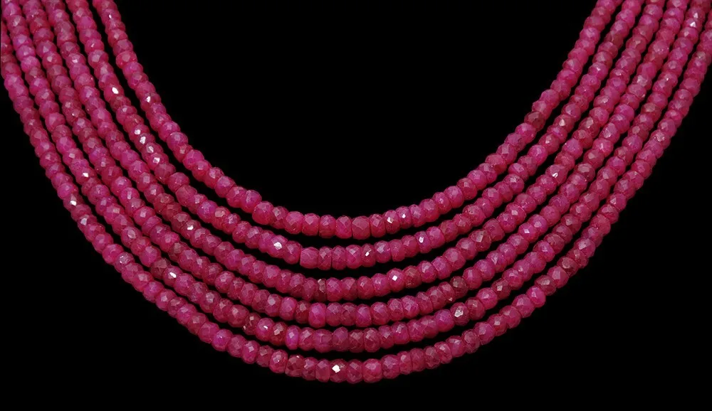Gehna Jaipur 6 Layers Of Ruby Gemstone Faceted Beads Necklace 17“-22”inch