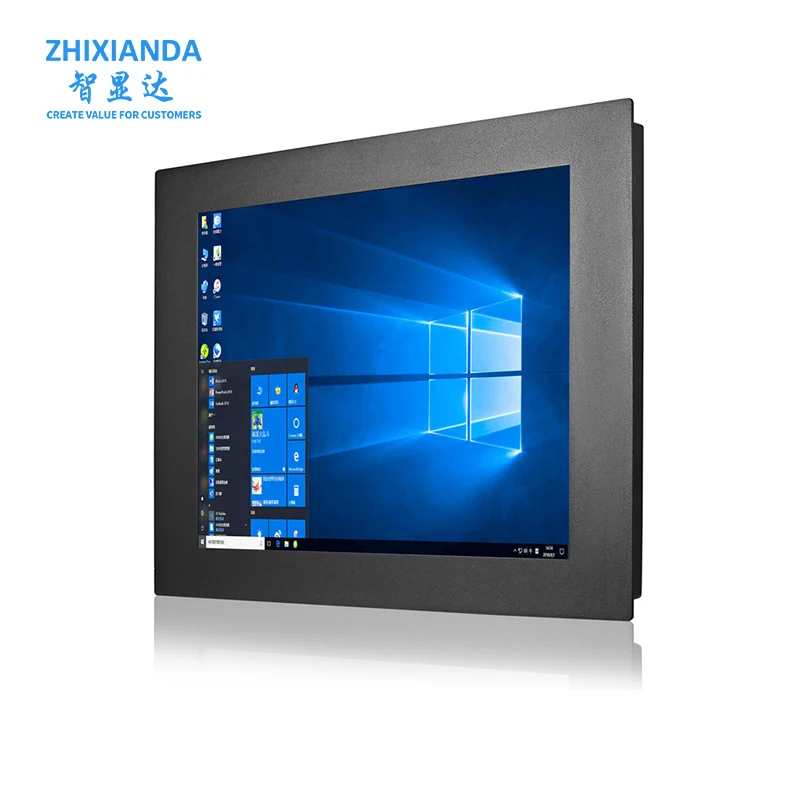 Zhixianda 12 Inch 4:3 1024*768 Panel Mount Industrial Resistive Capacitive Touch Screen Embedded Monitor With VGA DVI HDMI Port