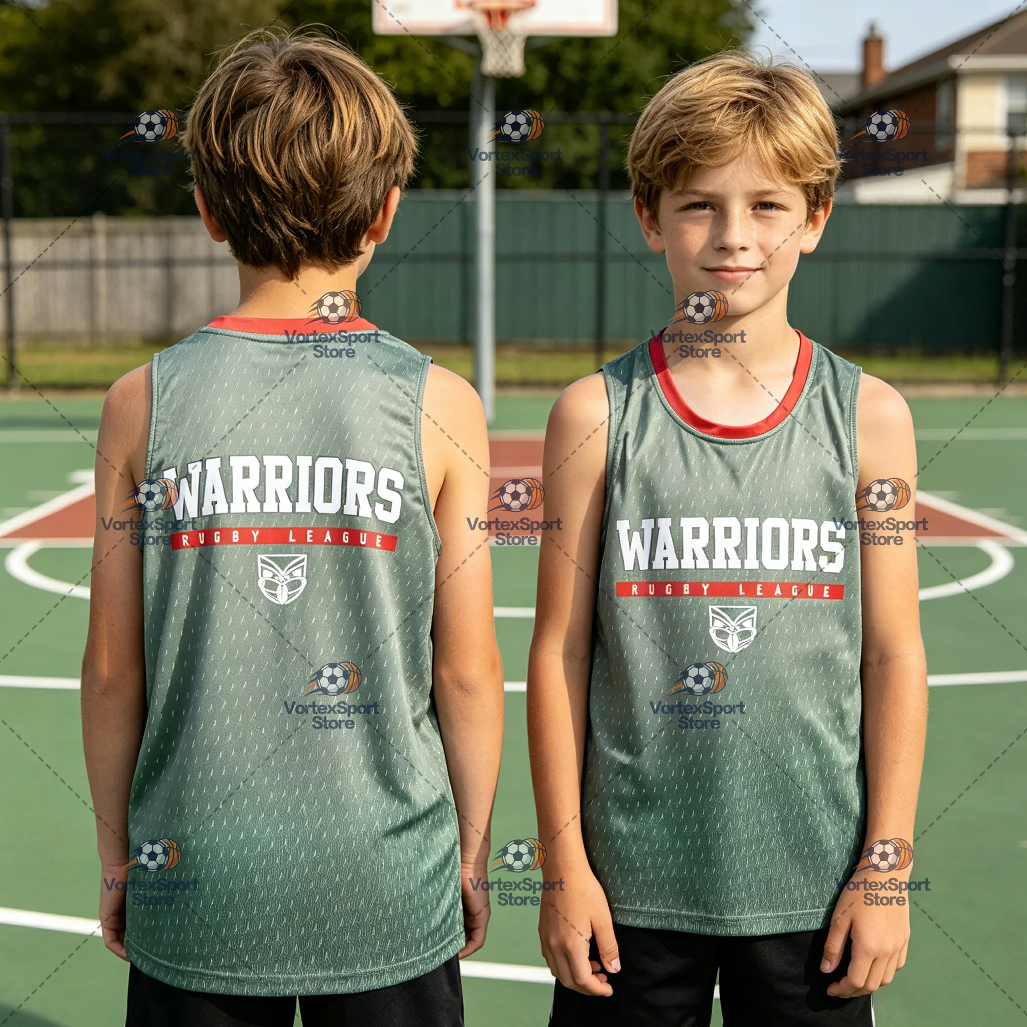 Kinder NO.95 New Zealand Warriors Rugby Schnelltrocknende Weste Herren Ärmellose O-Ausschnitt NRL Sport-Trainingsweste – Detail 4