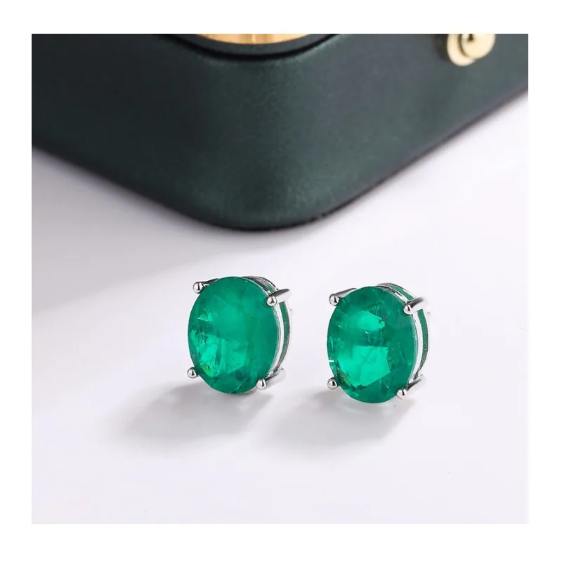 

Simple Women's Paraiba Emerald Stud Earrings, Single Drill Ear Jewelry ×