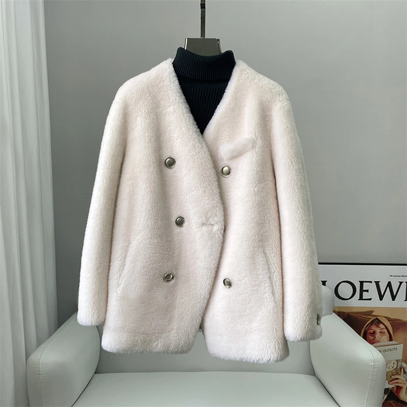 Aorice Women Real Wool Fur Coat parka New Winter Warm Female Sheep Shearing Jackets Over Size Overcoats CT205