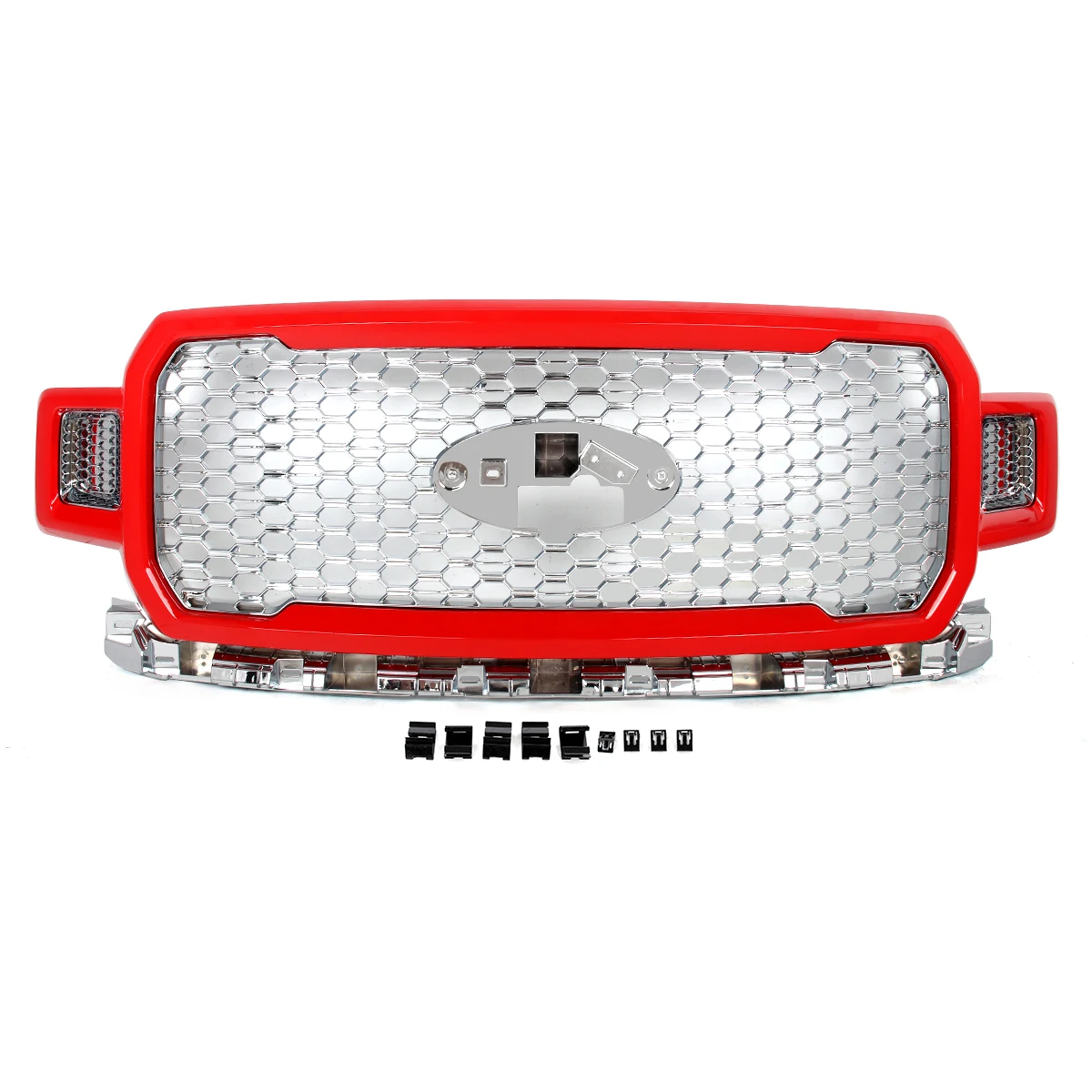 For Ford F-150 F150 2018-2020 Front Bumper Grille Upper Grill Race Red+Chrome US