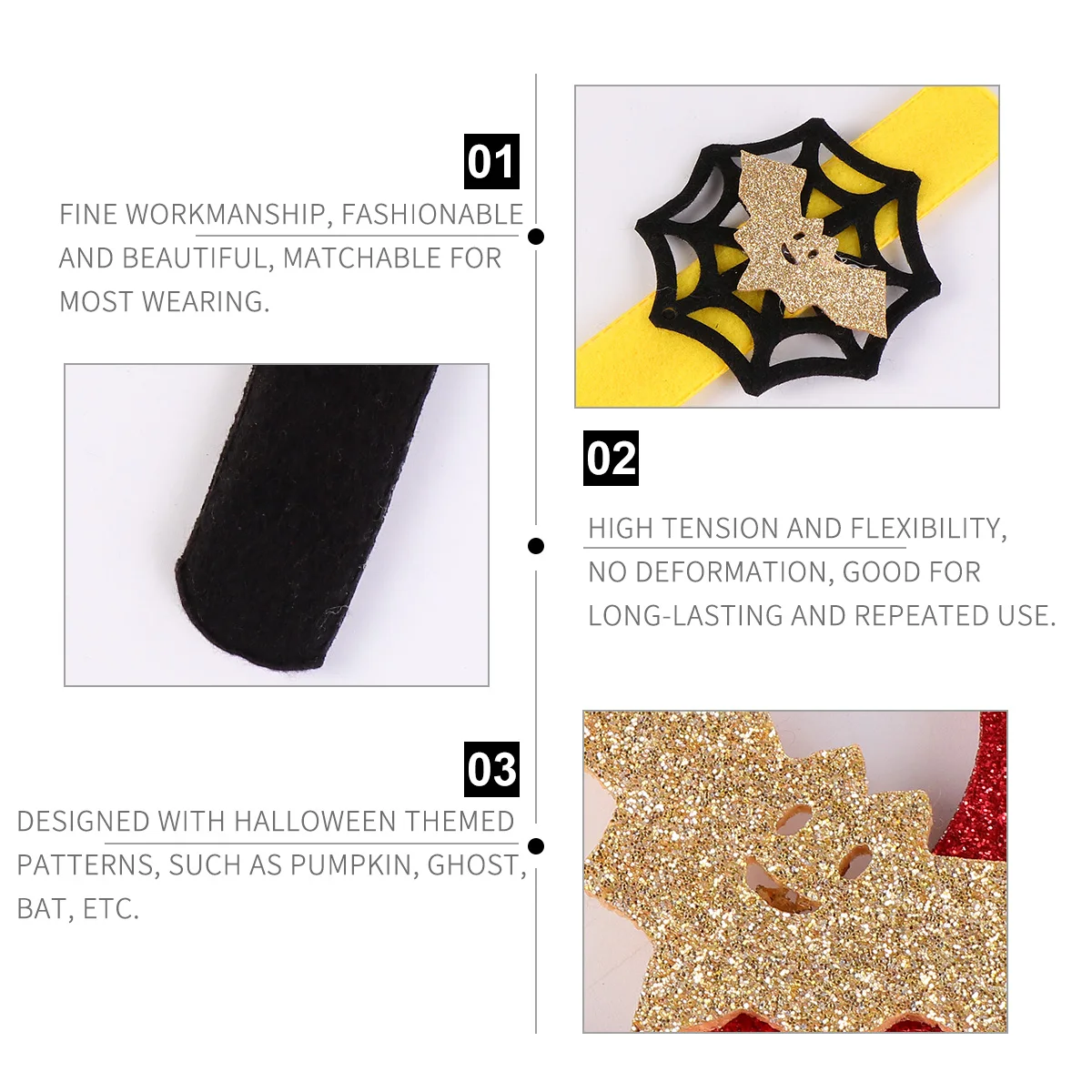 

6 Pcs Halloween Bracelet Suit Slap Bracelets for Kids Wristband Circle Flannel Child