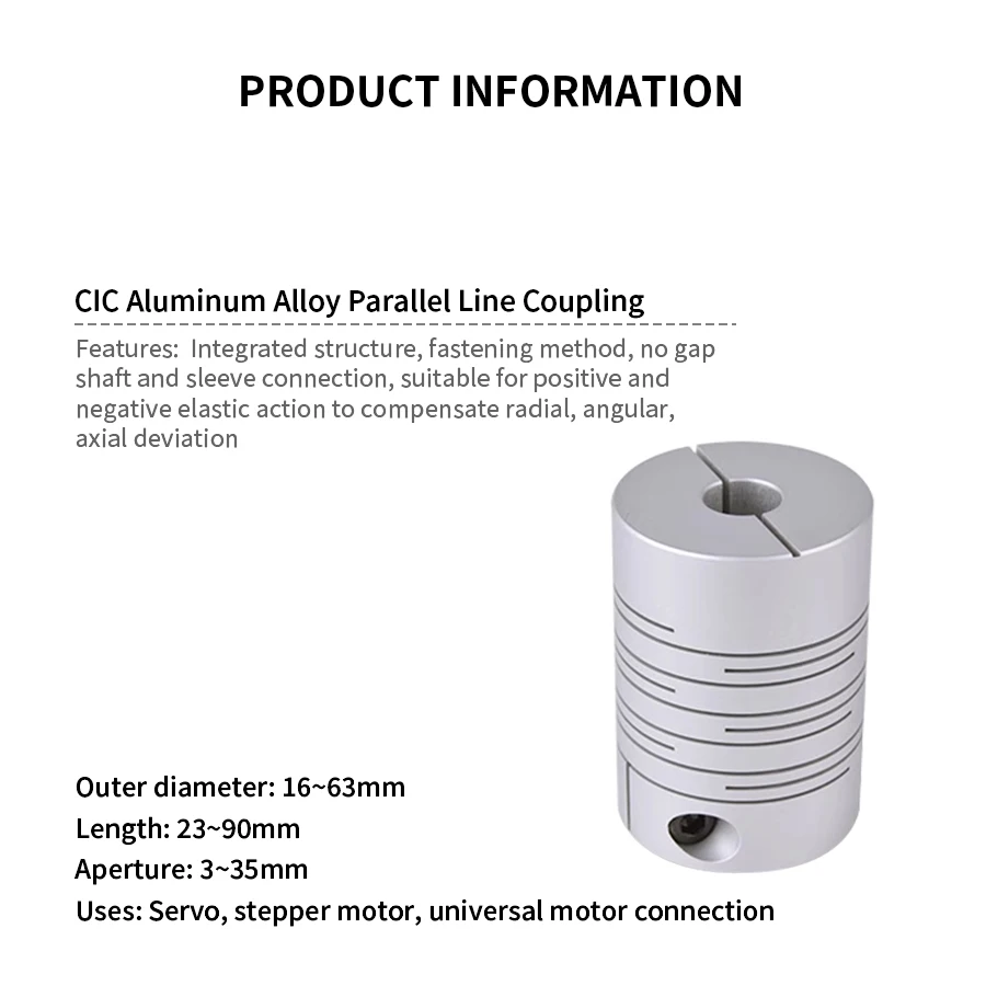 CIC Aluminum Alloy Parallel Line Coupling Clamping Groove Coupling Flexible Coupling CIC-40X50