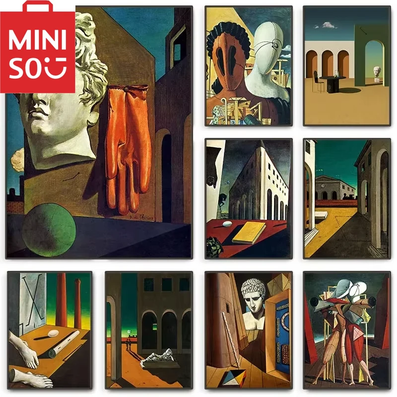 MINISO-pintura al óleo Digital sin marco, colección De Giorgio De Chirico, pintura para decoración del hogar, pared, dormitorio, decoración De habitación, regalo