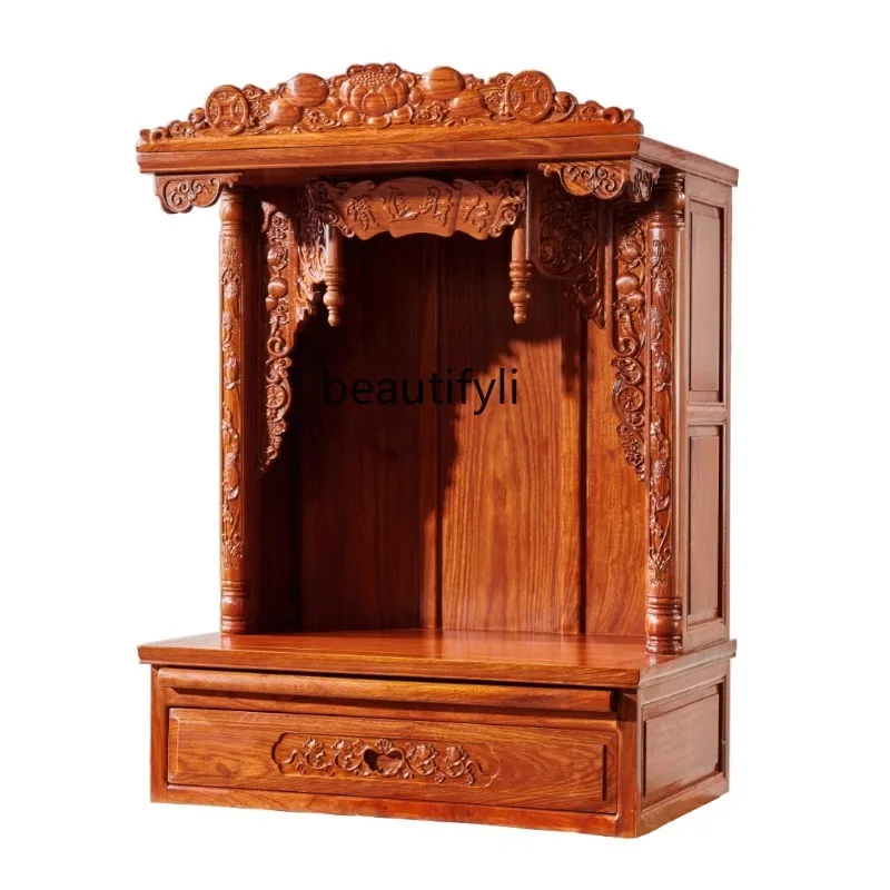 

God of Wealth Cabinet Wall-Mounted Rosewood Pterocarpus Erinaceus Poir. Wall Cupboard Altar Altar