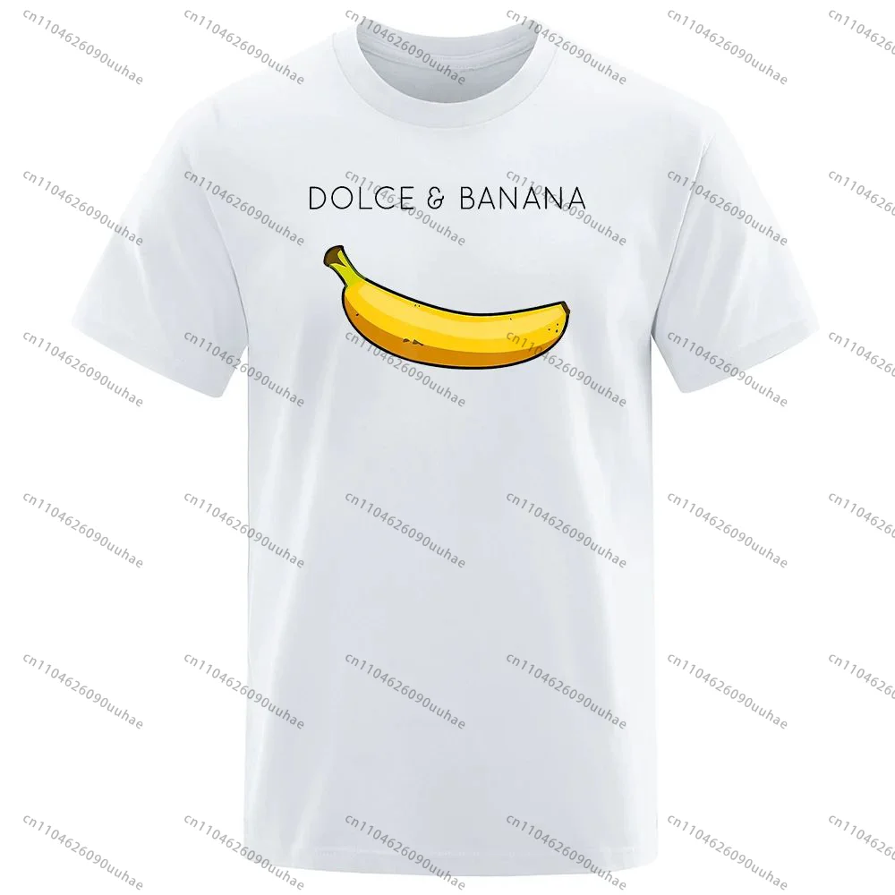 2026 Fashion Men's T-Shirt, Dolce & Gabbana with Banana Pattern Print T-Shirt, 100% Cotton Comfortable Casual Breathable T-Shir