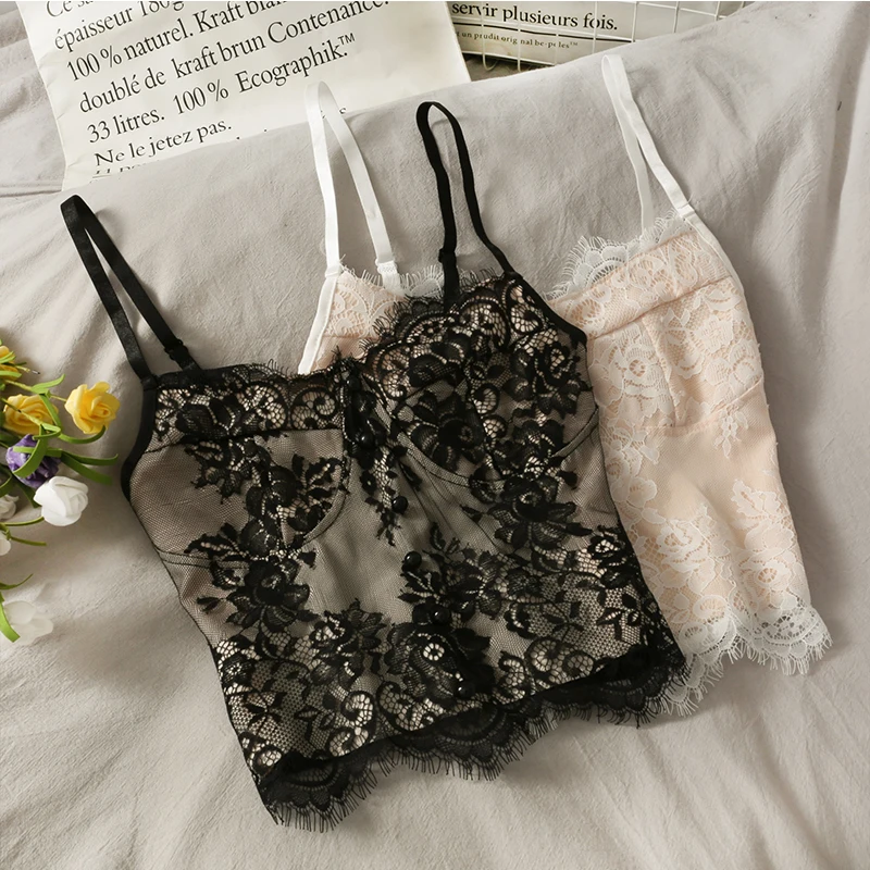 Sweet Super Fairy Fringed Lace Short Cropped Navel with A Small Vest Female Spring Slim Slimming Lace Camisole