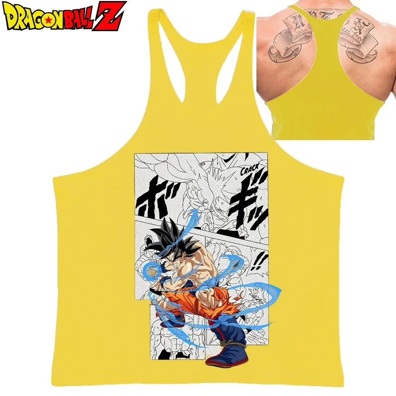Мужская свободная дышащая рубашка без рукавов с принтом Dragon Ball Manga, быстросохнущая рубашка DBZ, уличный топ Y2K в европейском и американском стиле