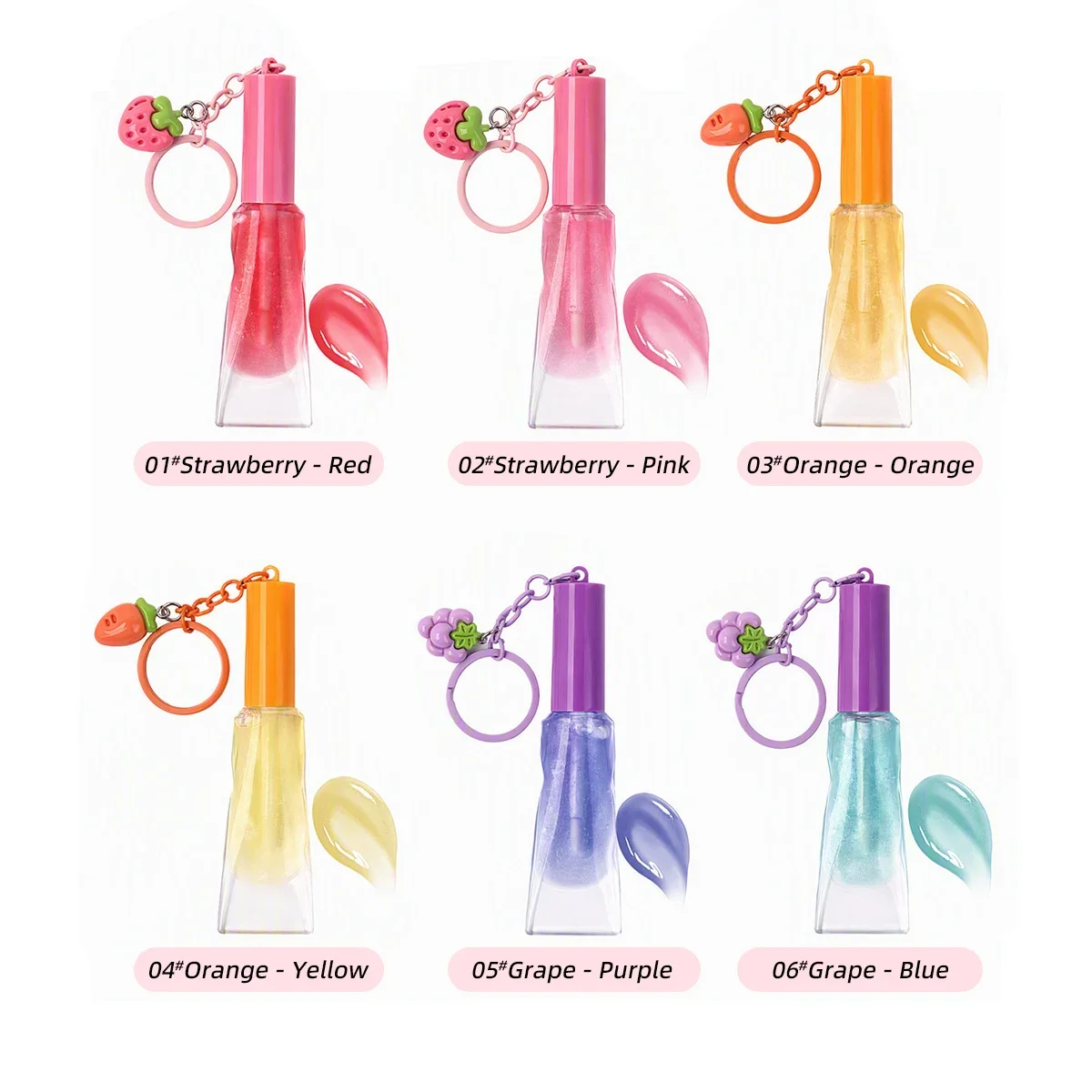 Custom Logo Fruit Flavours Lip Oil with Pendant Moisturizing Nutritious Private Label Long Lasting Smooth Repair Cosmetic Vegan