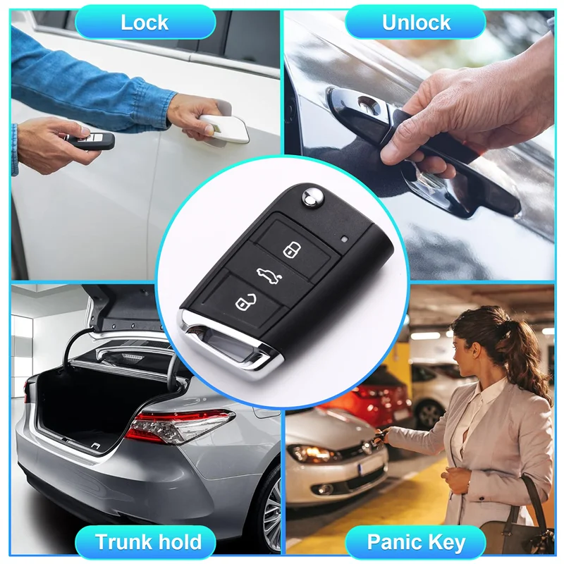 

X39A-For VW MBQ Golf Tiguan Narrow Key Blade Housing Cover Folding Remote Control Key Shell Car 3 Buttons