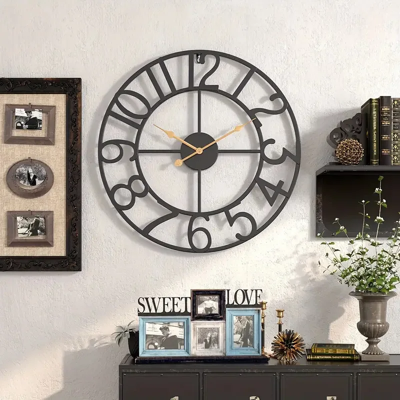 Retro Personality Digital Clock Creative Wrought Iron  Living Room Decorative Hanging Clock Watch Home Decoration Wholesale