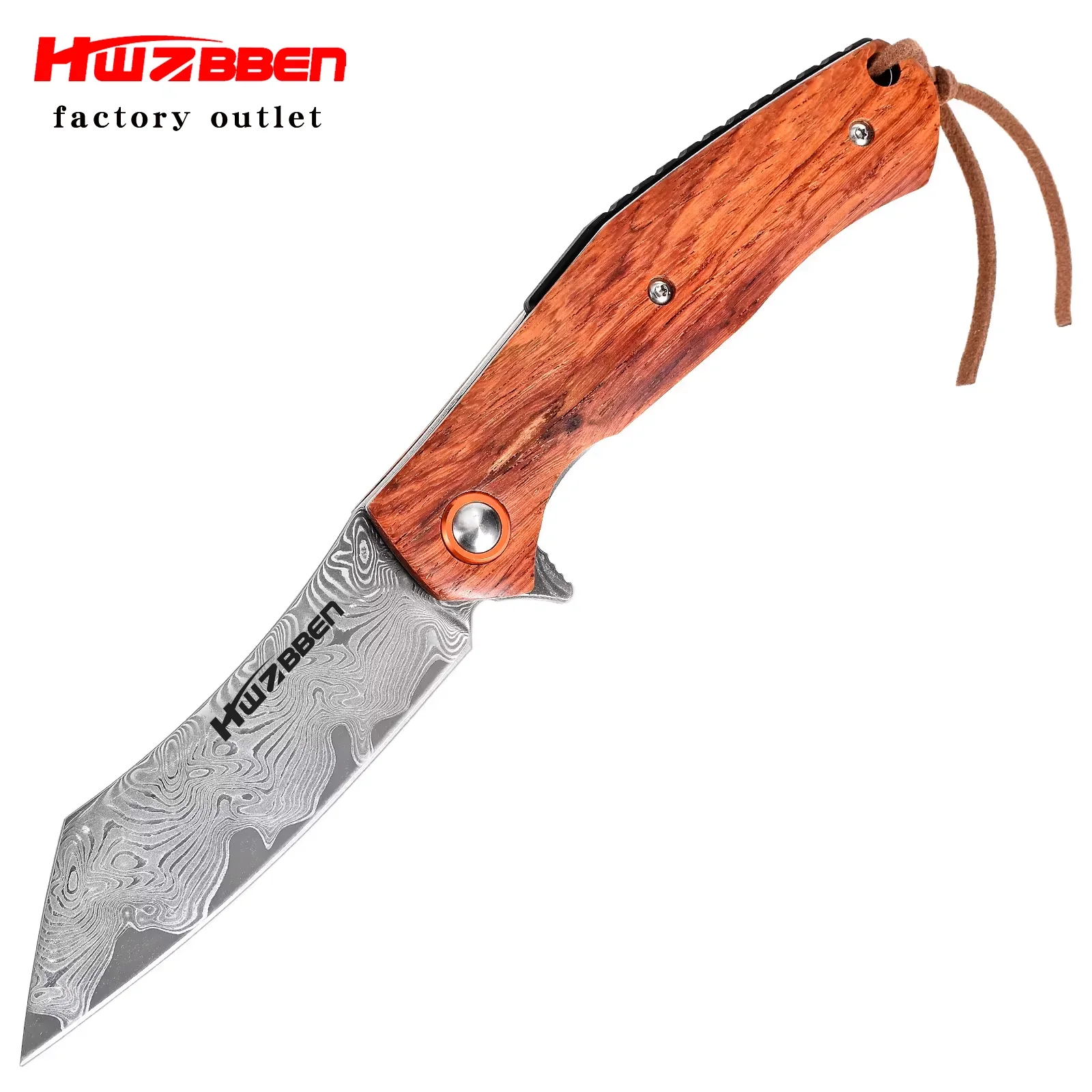 HWZBBEN J243 cuchillo plegable táctico de supervivencia Damasco mango de madera EDC cuchillo de bolsillo utilidad multiherramienta herramienta de mano autodefensa
