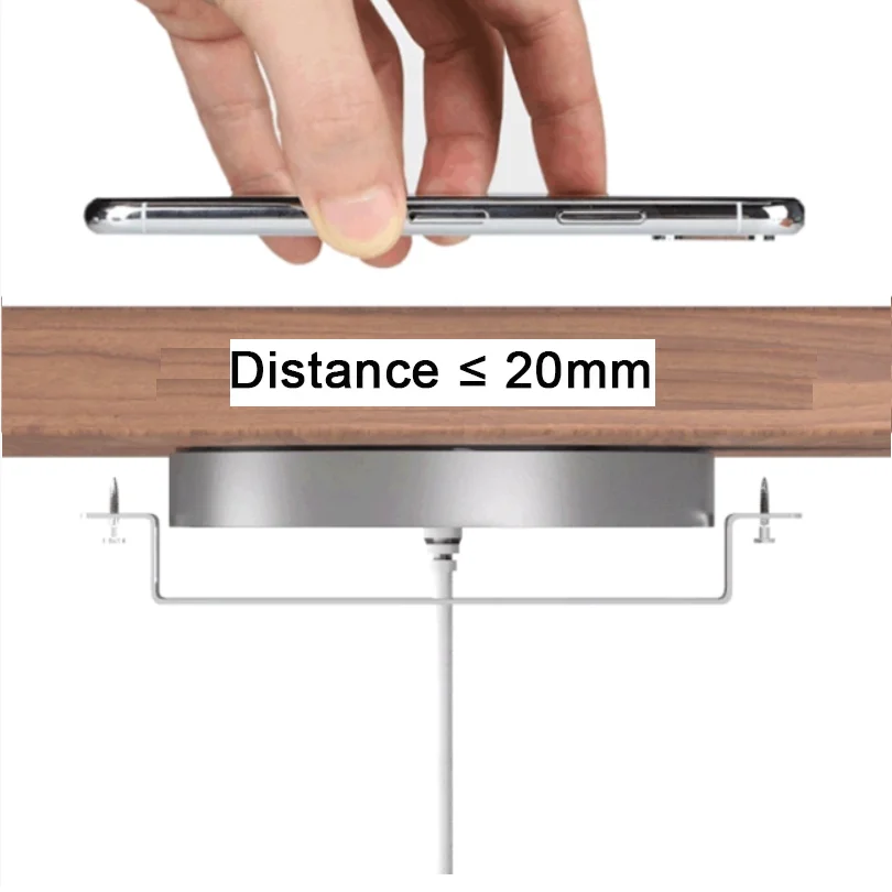 

Невидимое беспроводное зарядное устройство 20 мм под столом, мебельное зарядное устройство, быстрая беспроводная зарядная станция для смартфона iPhone 16 17 Samsung