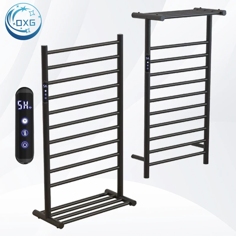 

OXG Wall/Floor Mounted Stainless Steel Heated Towel Rack Electric Bathroom Towel Warmer with Thermostat Heated Towel Dryer