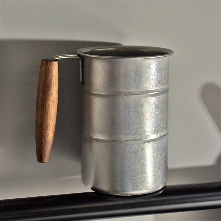 التعامل مع ندفة الثلج الرجعية النمط الصناعي كوب البيرة 304 مياه الفولاذ المقاوم للصدأ كوب القدح كوب التخييم في الهواء الطلق #3