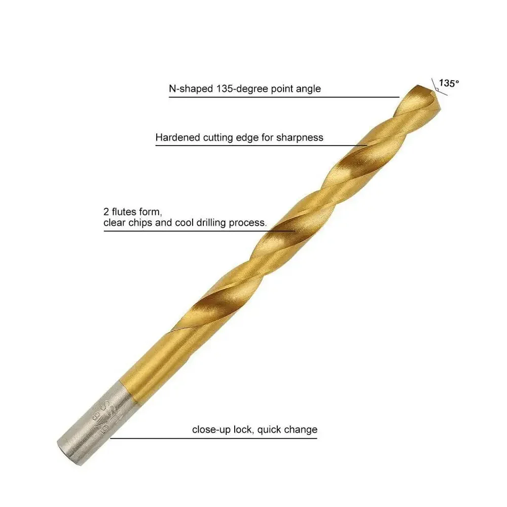 Juego de brocas de titanio, almacenamiento de herramientas para acero, madera, plástico, Metal, cobre, perforación, herramientas profesionales para carpintería, 99 Uds.
